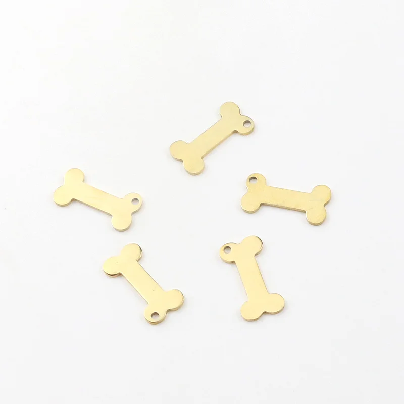 Aiovlo 10pc/lot Charms Dog Bone 8.5x16mm Stainless Steel Plated Pendants Gold Jewelry Making DIY Earring Necklace Handmade Craft