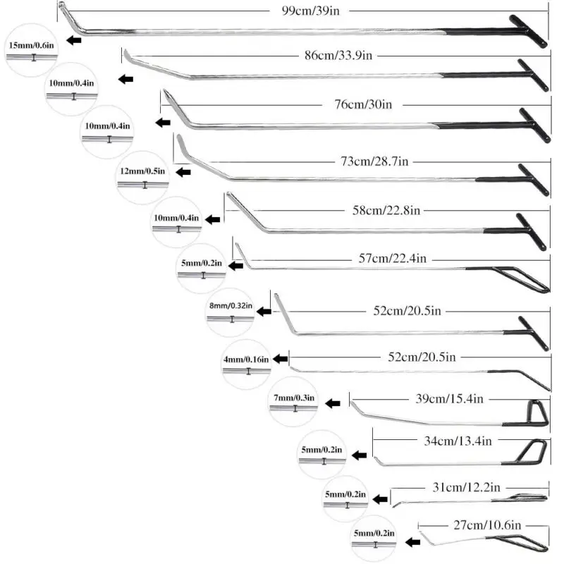 PDR Tools Dent Removal Tools Kit Crowbars Dent Damage Repair Tools professional Rods Hooks Paintless Dent Removal