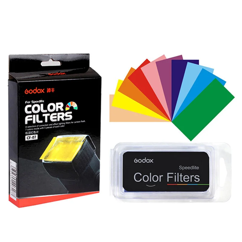 Godox CF-07 Universal 35 Pieces Speedlite Color Filter Kit Photo Gels Filters Set for Canon Nikon Sony Yongnuo Godox Flash Light
