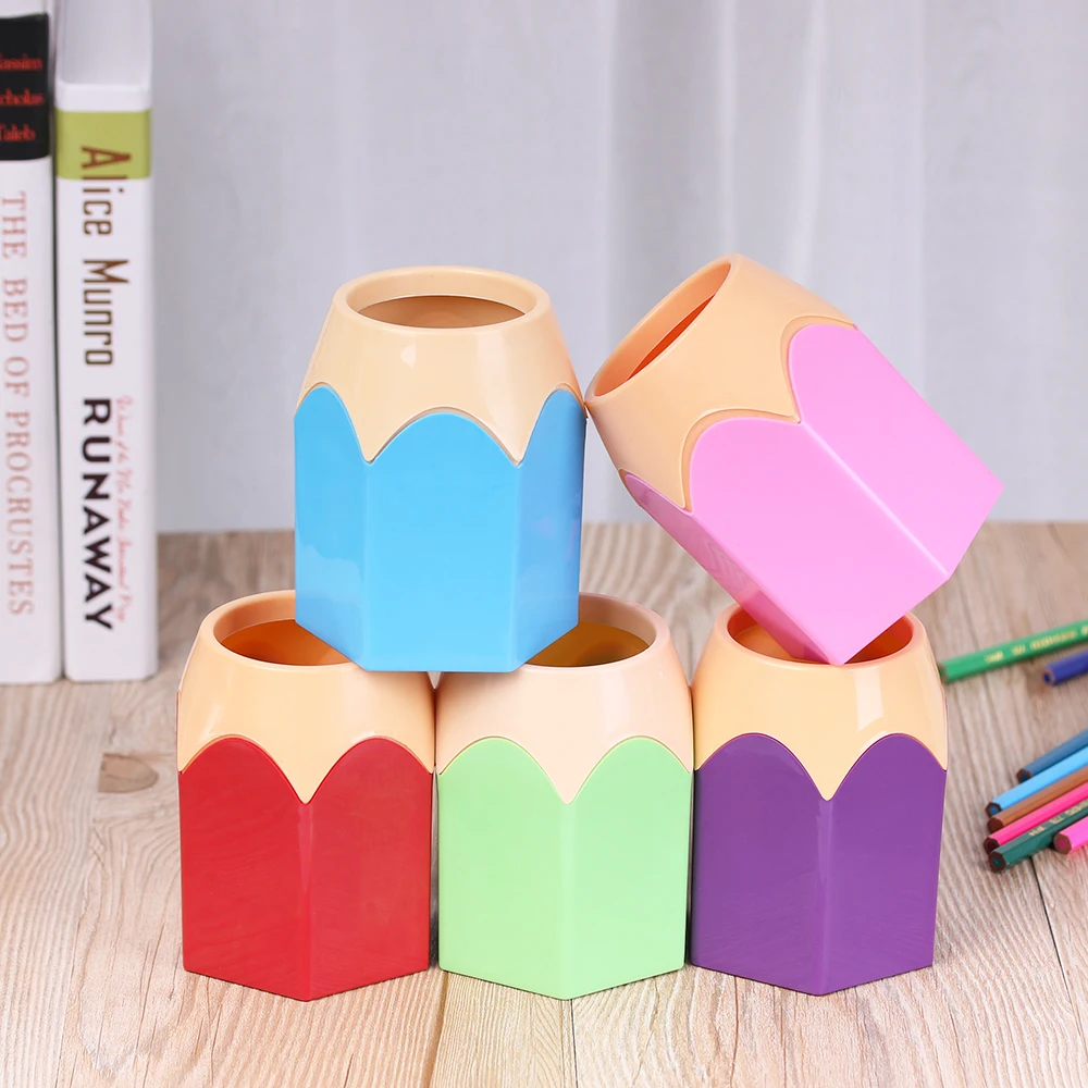 1pc New Mini Pencil Pot Holder Pen Storage Vase Stationery Gift Cup Makeup Brush Container Box Desk Organizer