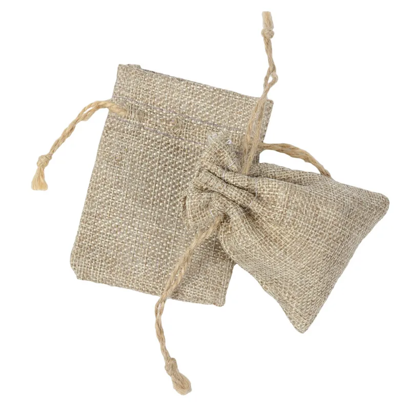 

wholesale 7x9cm 1000pcs Faux jute/Hessian Mini drawstring Bags wedding bomboniere Gift bags