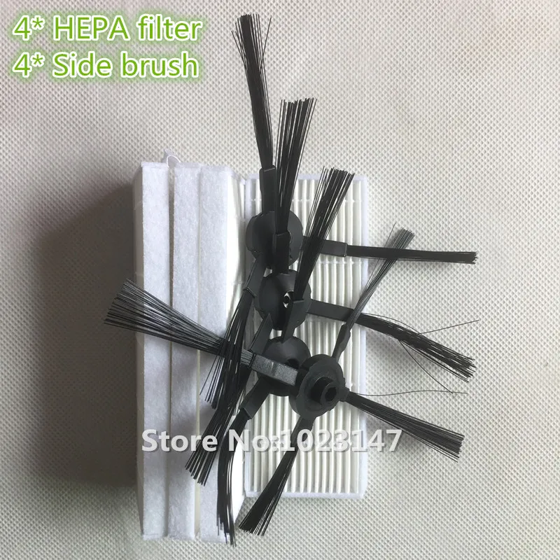 4x A4 روبوت الجانب فرشاة 4x HEPA مجموعة مرشح ل ilife A4 A4s A6 الروبوتية مكنسة كهربائية أجزاء