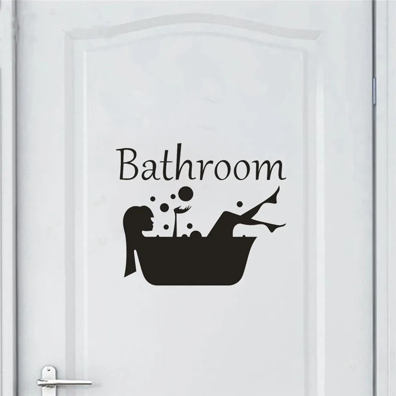 Woman Bathing In Bathtub Bathroom Wall Stickers Glass Door Window Waterproof Decor Art Mural Toilet Shower Vinyl Sticker Decals