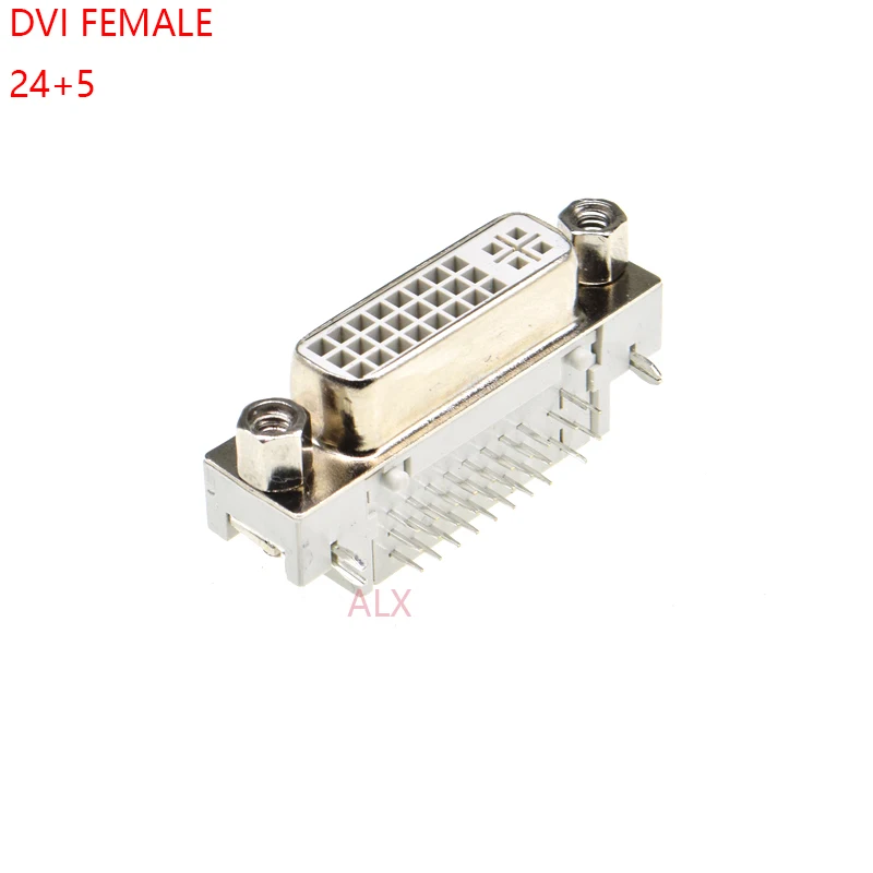 5PCS DVI Interface DVI 24 + 5 pin 90 degrees plate inserted female connector socket for computer monitor