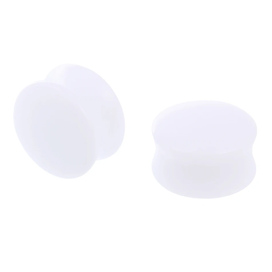 1pair White&black Acrylic Ear Plugs and Tunnels Double Flared Earring Gauges Ear Expanders Helix Piercing Body Jewelry