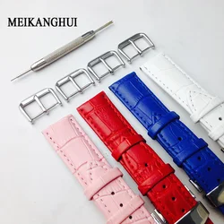 MEIKANGHUI Watchband 14 15 16 17 18 19 20 mm Soft Calf Genuine Leather Watch Strap Alligator Grain Watch Band for Tissot Seiko