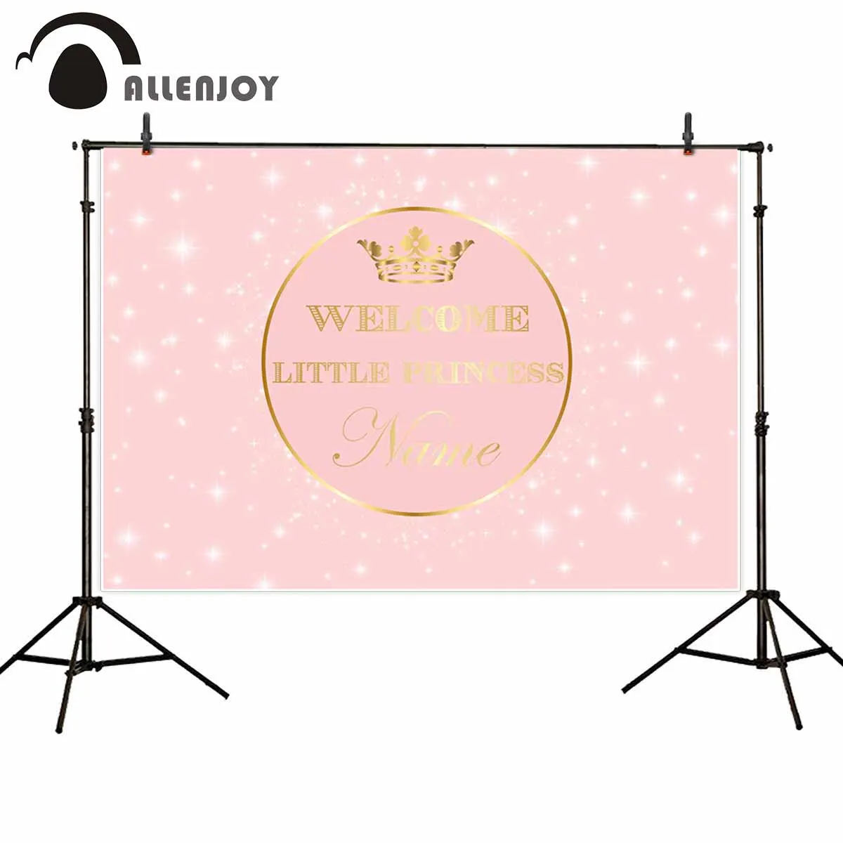 Allenjoy-fondos de fotografía para fiesta de princesa, corona rosa dorada con purpurina, Fondo de cumpleaños para sesión fotográfica de fotos de niña