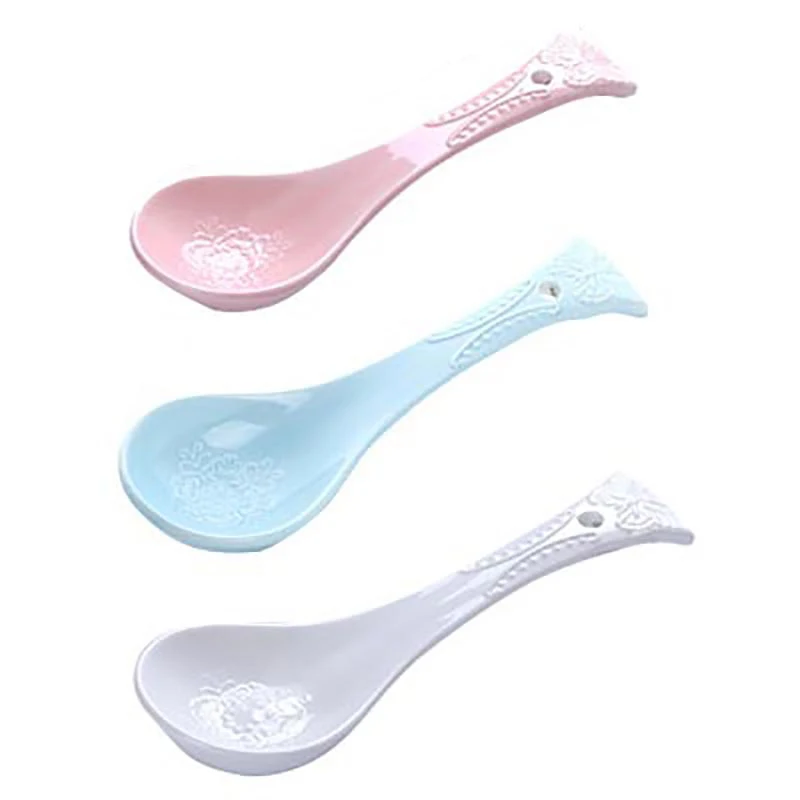 Dessert Spoon Serving Scoop Cucharas Honey Spoon Ceramic Ladle Colorful Scoops Children Vintage Kitchenware Accessories 3pcs/set
