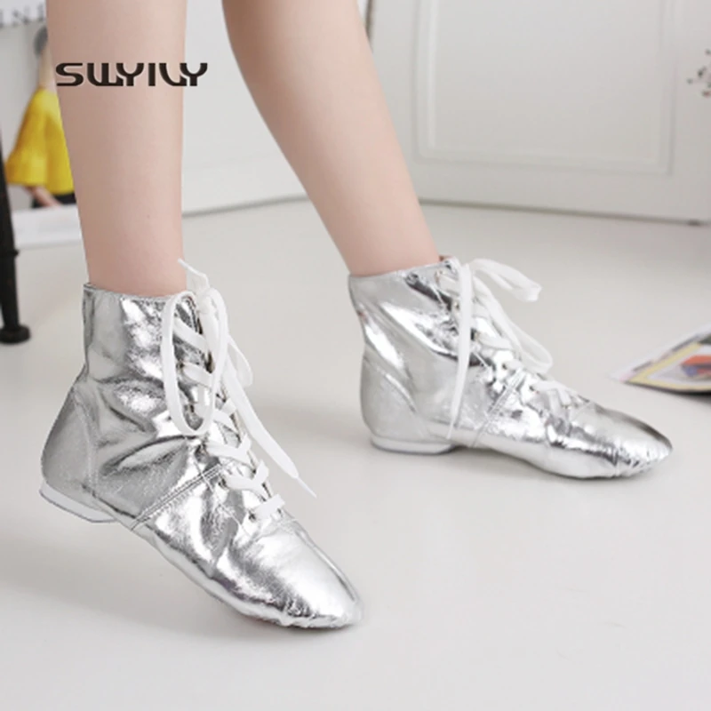 SWYIVY Women Ballet Dance Shoes High-top PU Dance Sneakers For Women 2018 New Flat Heel Soft Sole Yoga Shoes Women Light Weight