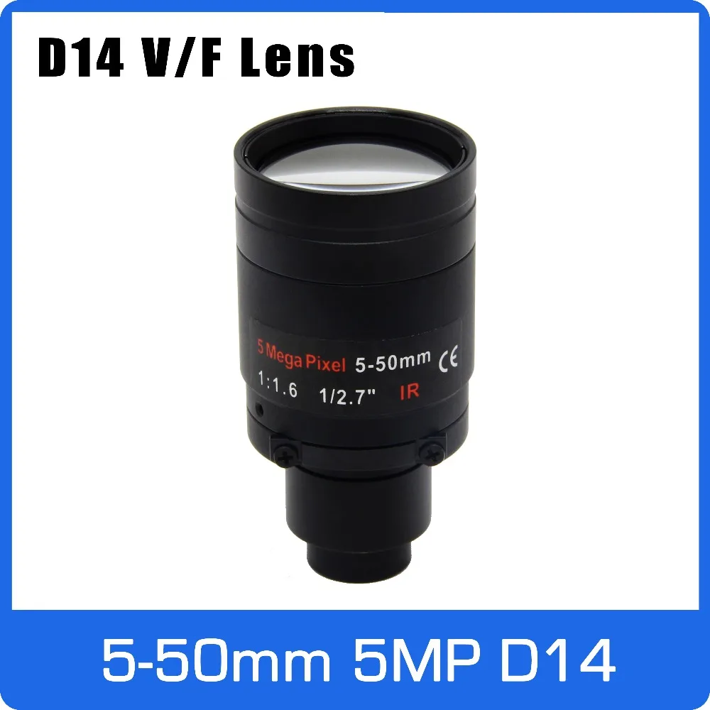 

5Megapixel Varifocal D14 Mount CCTV Lens 5-50mm Long Distance View 1/2.7 inch Manual Focus and Zoom For 1080P/5MP IP/AHD Camera