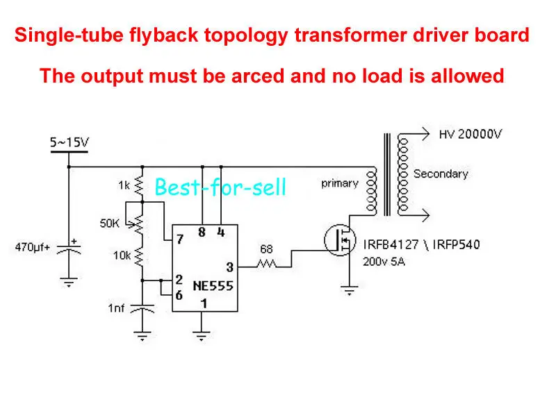 20KV High Frequency High Voltage Transformer Ignition Coil Inverter Driver Board Fume purifier negative ion generator