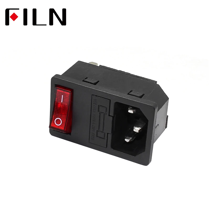 

New Integral Red Light 10A 250VAC Rocker Switch Power Rocker Fused IEC 320 C14 Inlet Socket 3pin Connector Plug 10A fuse