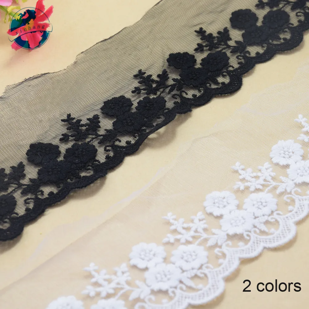 8cm 2 Colors Lace Cotton Embroidery Lace French Ribbon Fabric Guipure Diy Trim Warp Knitting Doll Dress Sewing Accessories #2873