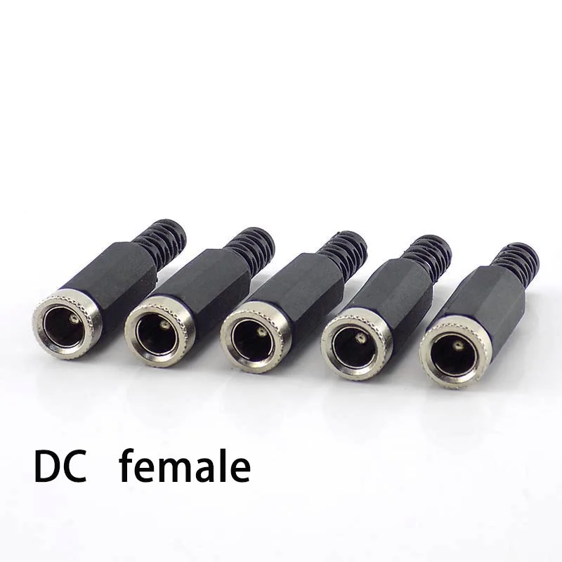 DC macho e fêmea conectores, Power Plug Adapter, CCTV Camera Security System, DIY Acessórios, 2.1x5.5mm, 10pcs