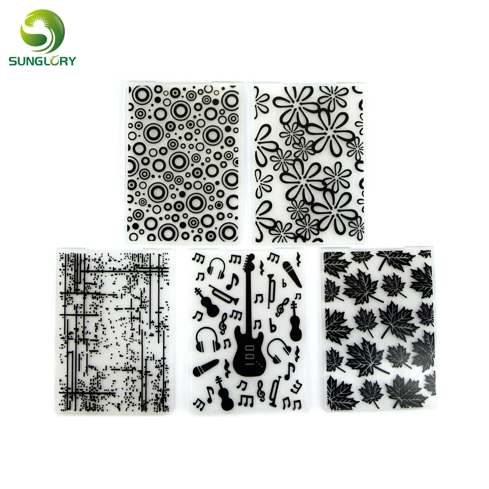 5PCS Guitar Texture Sheet Set Leaves Dot Round Flower Texture Mat Cupcake Decoration Cookie Fondant Cake Mold For Baking Kitchen