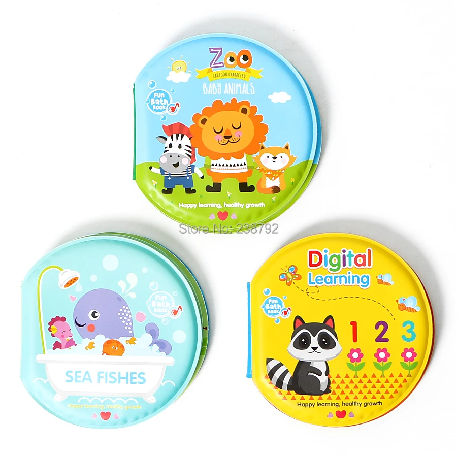 Baby Toys water Bath Books, Swimming Bathroom Toy Kids Early Learning Animal,Food Waterproof Books Educational Toys For Babies