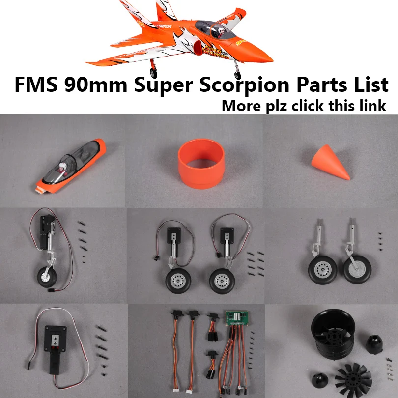 FMS 90mm Super Scorpion EDF Ducted Fan Jet Parts Retract Landing Gear Set System Motor ESC Servo RC Airplane Model Plane Spare