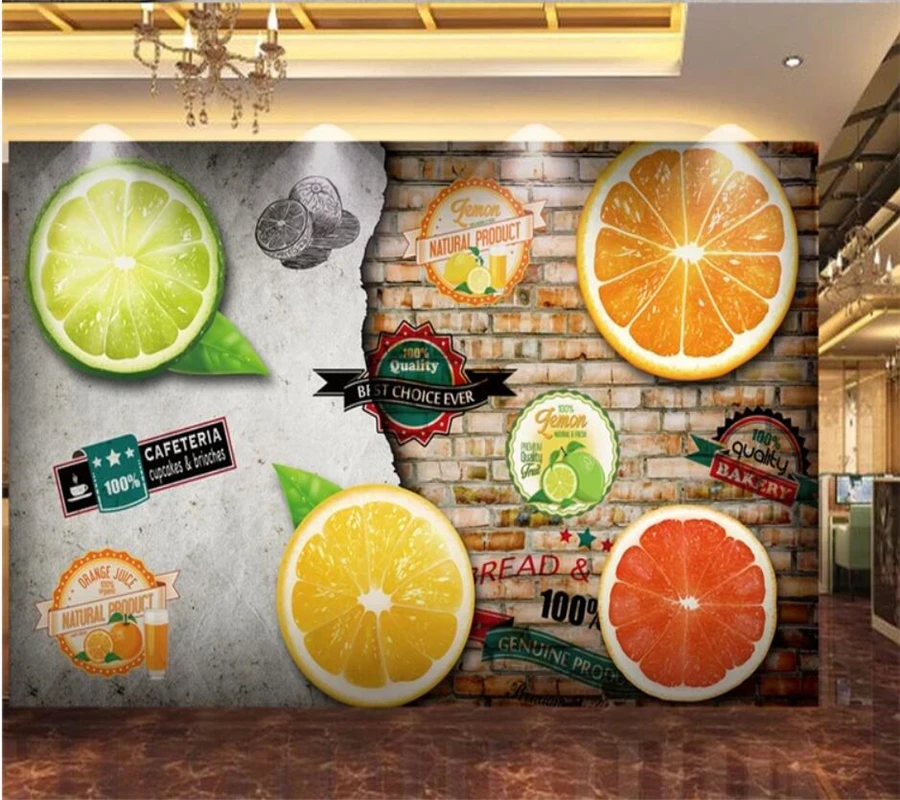 

Custom wallpaper 3D nostalgic wall orange fruit shop supermarket tooling wall living room bedroom wallpaper 3d papel de parede