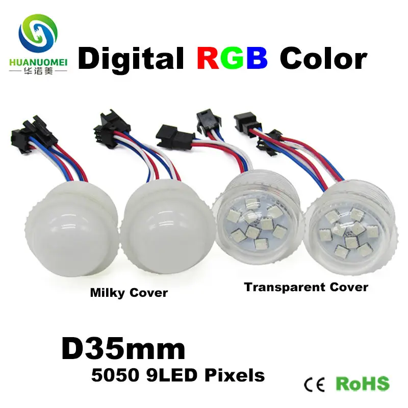 35mm 9LEDs UCS1903 digital waterproof smart pixel rgb led module rgb 5050 smd lamp addressable bulb amusement park ride light