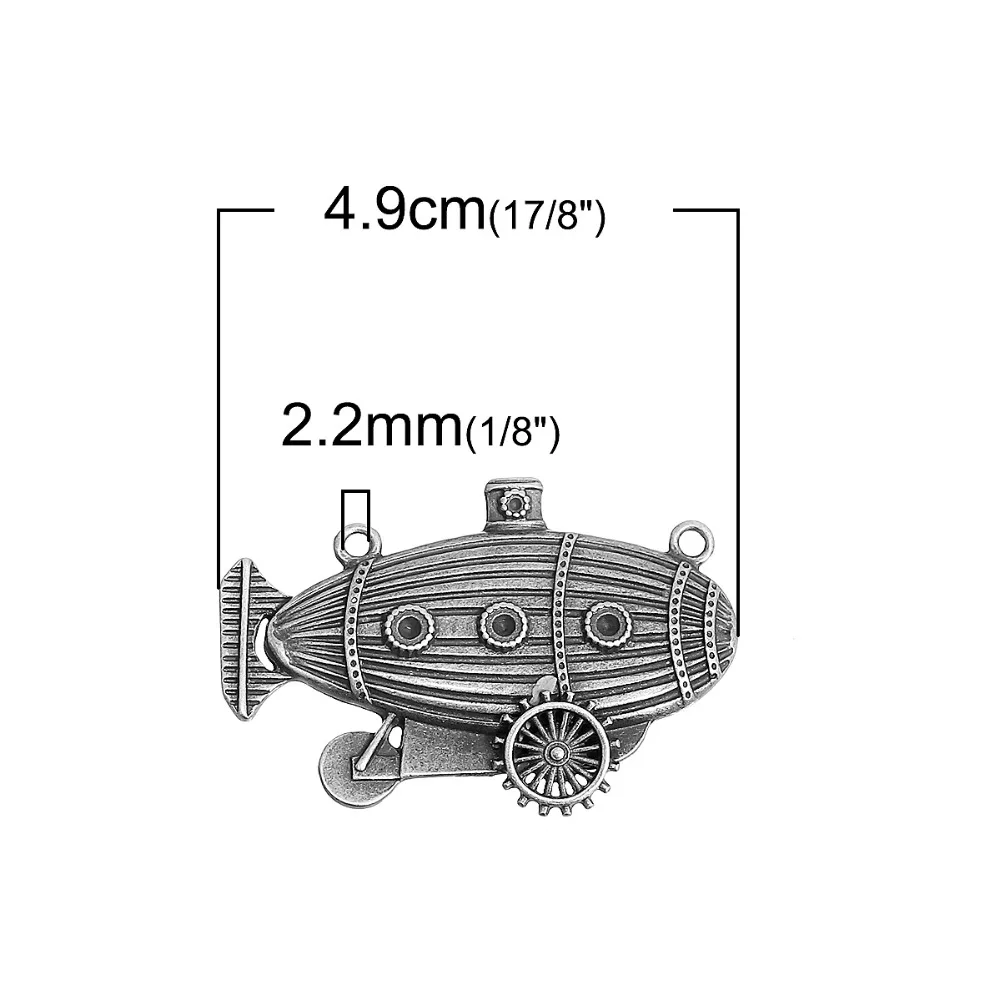 DoreenBeads Zinc Based Alloy Antique Bronze Silver Color Steampunk Connectors Boat Gear Fashion DIY Componets 49mm x 33mm, 2 PCs