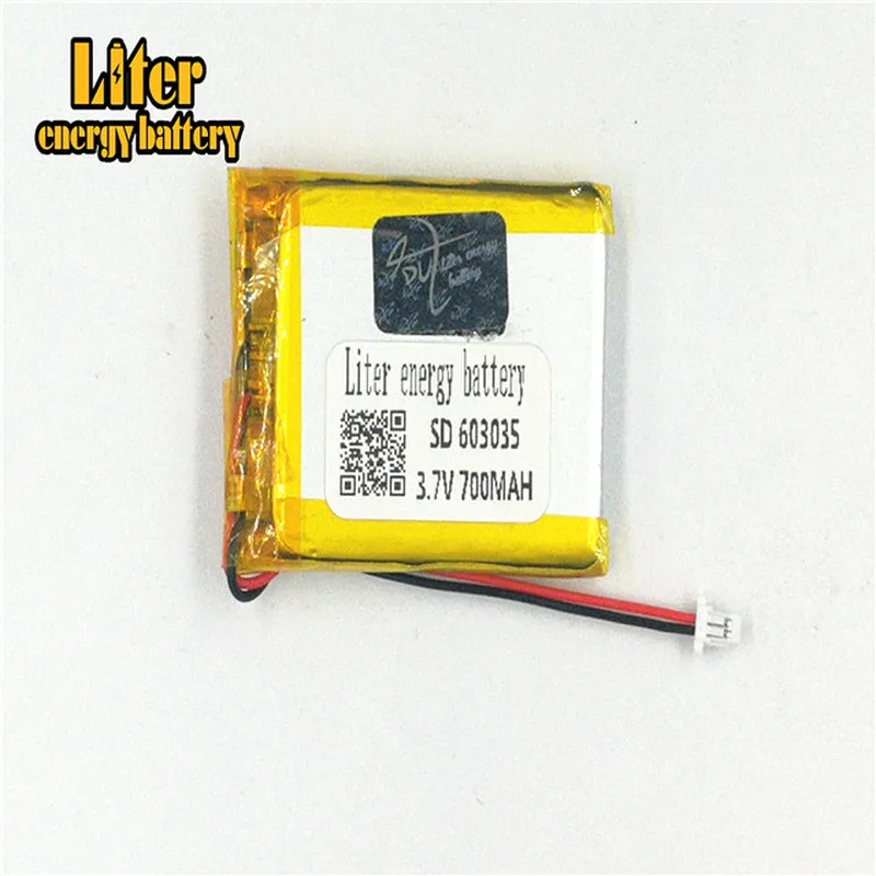 1,0 mm – 2P-Stecker 3,7 V 603035   700 mAh wiederaufladbarer Lipo-Akku, Solar-Li-Ionen-Polymer-Lithium-Akku, MP3, MP4, MP5, kleine Spielzeuge