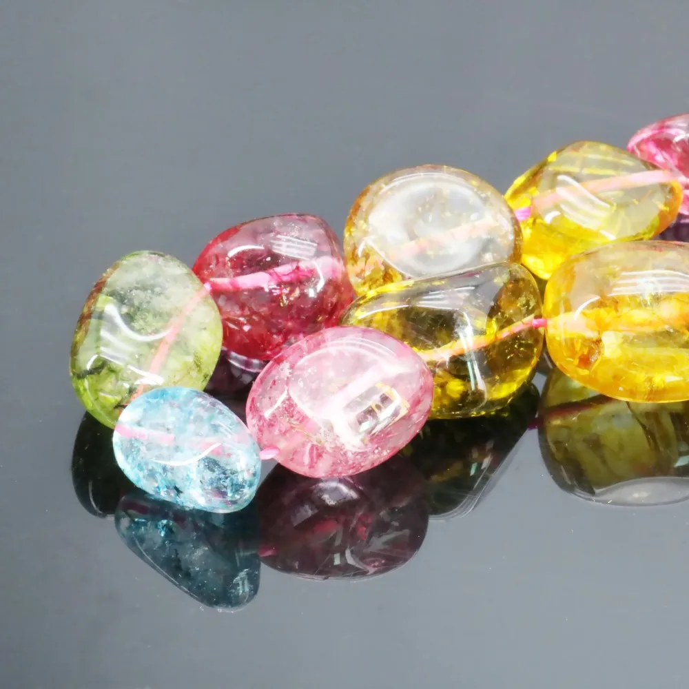 Irregular 10x16mm Multicolor Tourmaline Jewellery Loose Beads Strand Fashion Jewelry Making Design Natural Stone Girl Gift