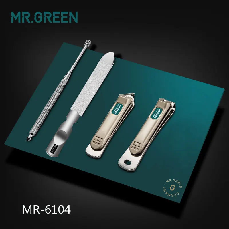 MR.GREEN-Juego de cortaúñas profesional de acero inoxidable para el hogar, herramientas de manicura 4 en 1, kit de aseo, arte portátil, limpieza