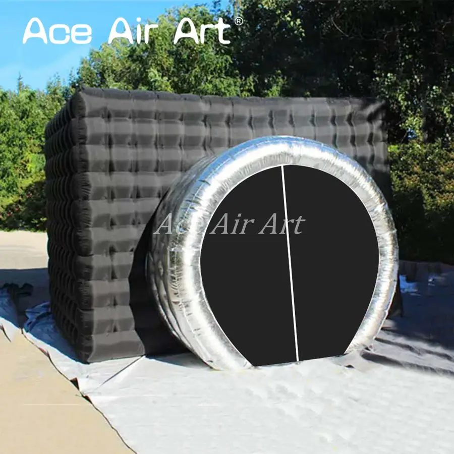 

Camera Shaped Inflatable Photo Booth Enclosure with Silver Lens Shaped Zipper Doors