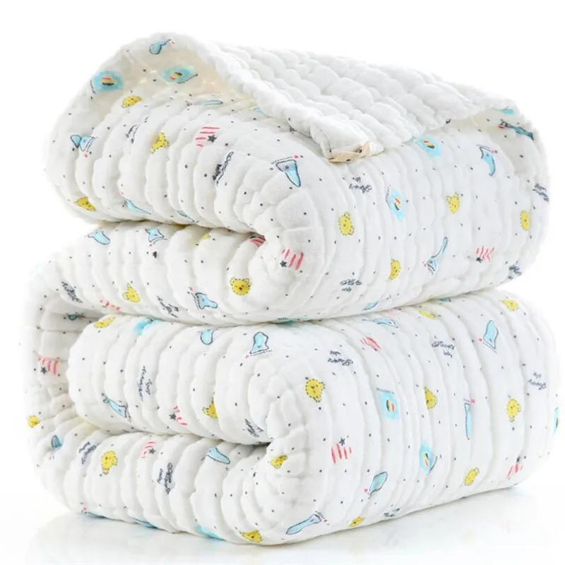 Siêu Dày 12 Lớp Muslin Cotton Sơ Sinh Cho Bé Nhận Chăn Seersucker Trẻ Em Trẻ Sơ Sinh Ngủ Bộ Vỏ Chăn Ga Gối Chăn