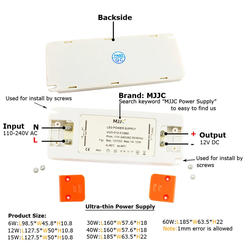 DC 12 Volt Power Supply 6 Watt 12 Watt 20W 40W 60W 5A 12V Power Adapter Lighting Transformer 220V 12V Switch for LED Strip Tape