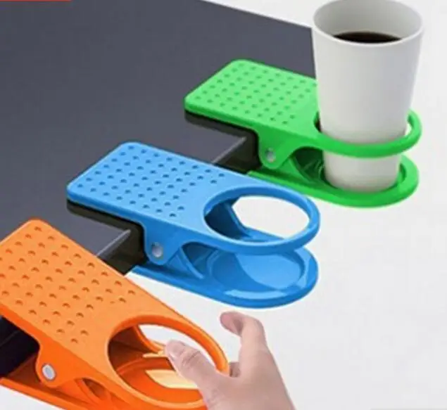 2016 New Home Office Drink Plastic Cup Coffee Holder Desk Cup Holder Clip Lap Table Folder Reading Creative Design Table Manager
