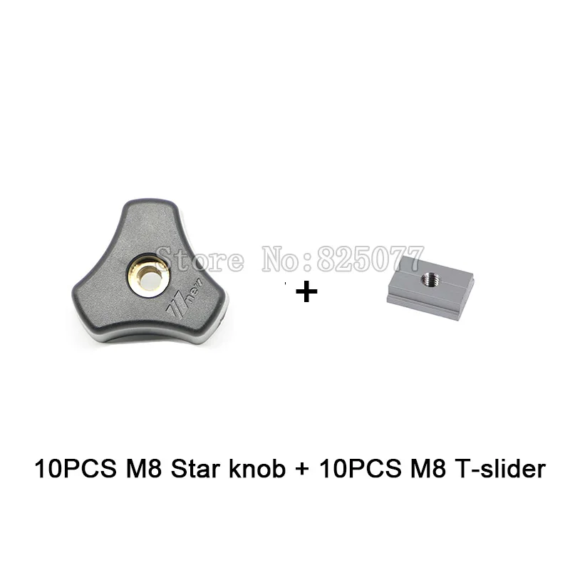 Woodworking Jig Accessory 10PCS M8 Star knob + 10PCS M8 T-slider fot Standard T-slot JF1160