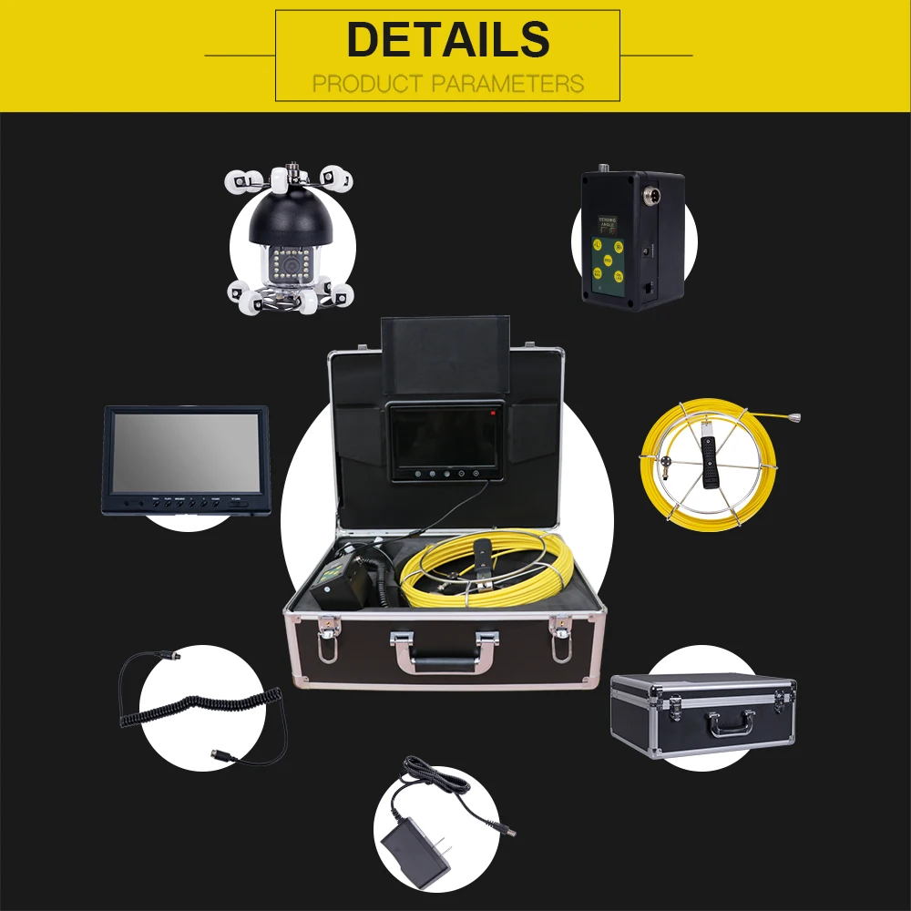 SYANSPAN 9"Monitor Pipe Inspection Video Camera,1000TVL Drain Sewer Pipeline Industrial Endoscope System 360 degree Rotation