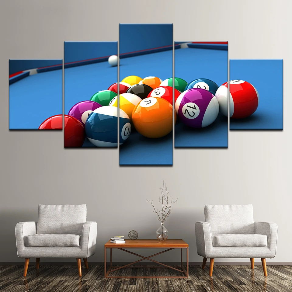 

Canvas Painting Pool table sport 5 Pieces Wall Art Painting Modular Wallpapers Poster Print for living room Home Decor