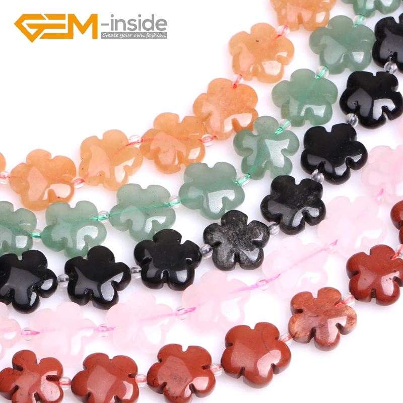 Flower Shape New 15mm Assorted Material Natural Loose Beads For Jewelry Making Beads DIY 15\