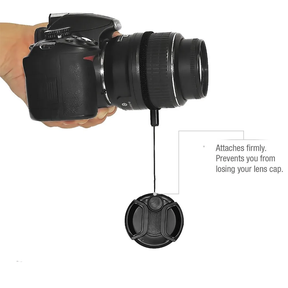 Camera Lens Cap Protection Cover 52MM 55MM 58MM 62MM 67MM 72MM 77MM 82MM Anti-lost Rope for Canon Nikon Sony Accessories