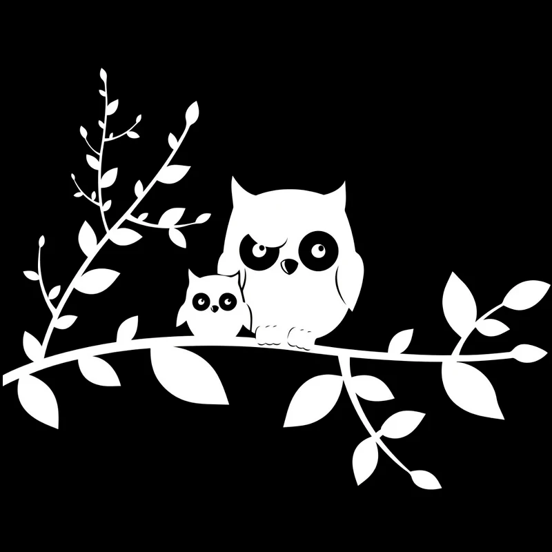 19.5X15CM Owl Family Birds On Tree Branch Fashion Vinyl Decals Car Sticker Car-styling S6-2512