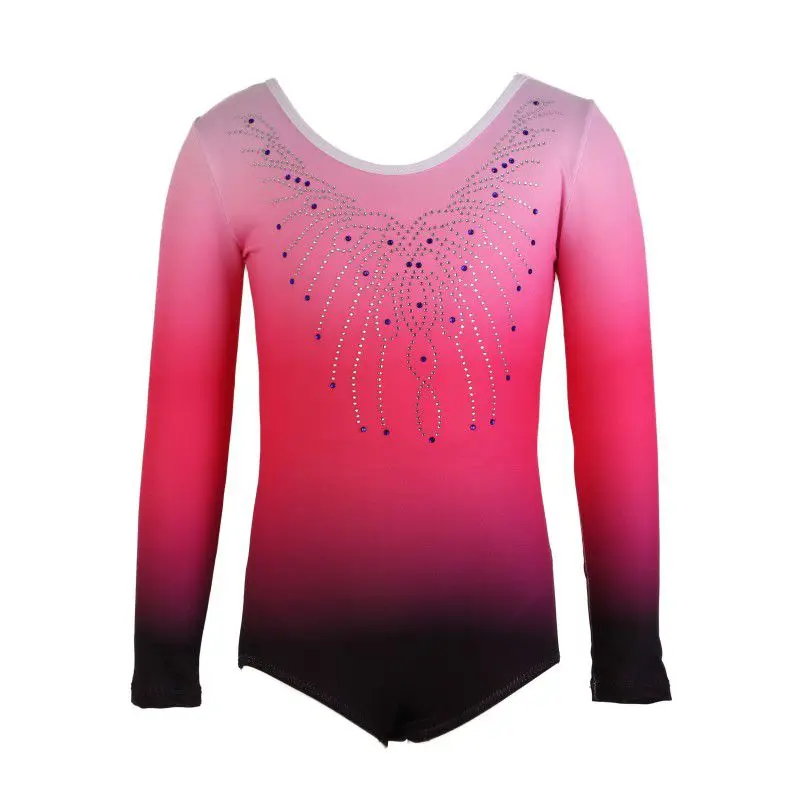 Children Gril Long sleeved diamond pattern gradient body suit ballet gymnastics dance dance practice clothes dance