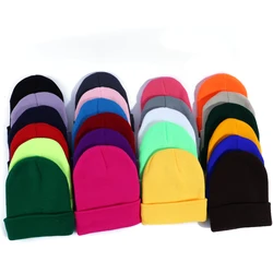 Hot Unisex Hat Beanie Autumn Winter Wool Blends Soft Warm Knitted Cap Men Women Solid Skull Cap Hats Ski Caps 23 Colors Beanies