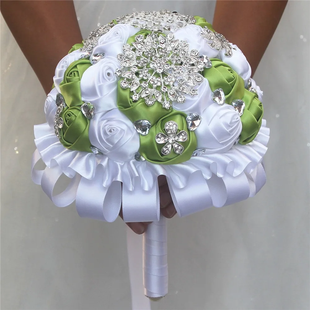 Custom Crystal Bridal Bouquets Wedding Accessories Fruit Green White Flowers Brooch Wedding Bouquet Corsage Buque De Mariage