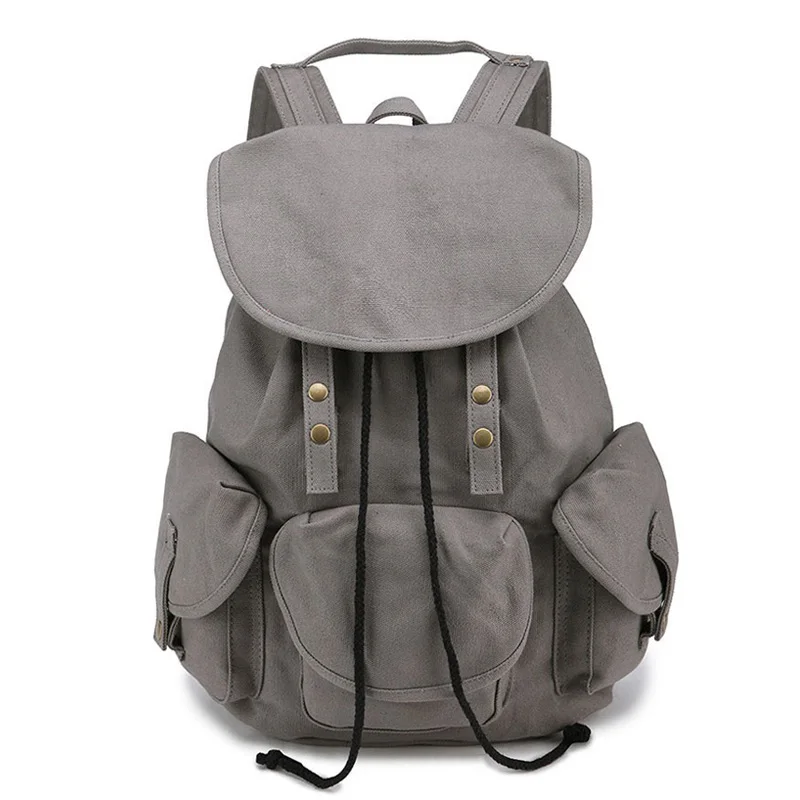 

Casual Canvas Backpack Cotton Canvas Drawstring Backpacks Women Travel Bag Rucksack Grey Zaino mochilas