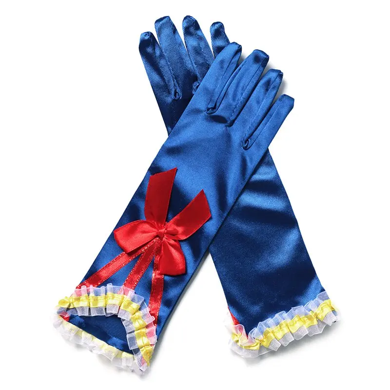 Muababy Girl Snow White Gloves Dress up Party Supplies Children Princess Cosplay Costume For Elsa Anna Belle Gloves