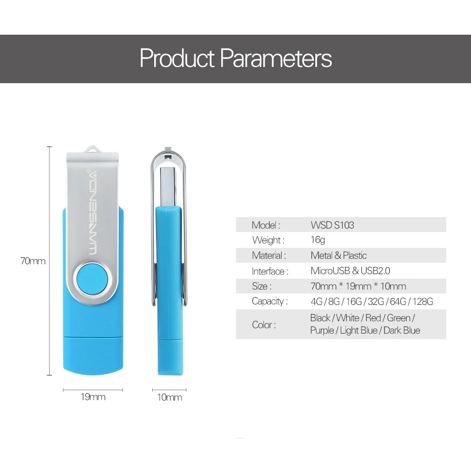 Wansenda USB 2.0 هاتف ذكي أندرويد OTG محرك فلاش USB محرك القلم لنظام أندرويد/الكمبيوتر ذاكرة عصا 8 جيجابايت 16 جيجابايت 32 جيجابايت 64 جيجابايت 128 جيجابايت 256 جيجابايت