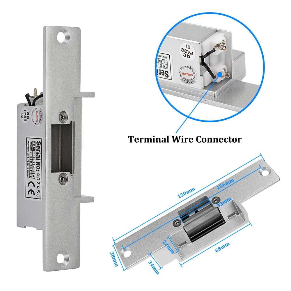 OBO HANDS New DC12V Electric Strike Lock NO NC Narrow Fail Secure Fail Safe Electronic Locks for RFID Door Access Control System