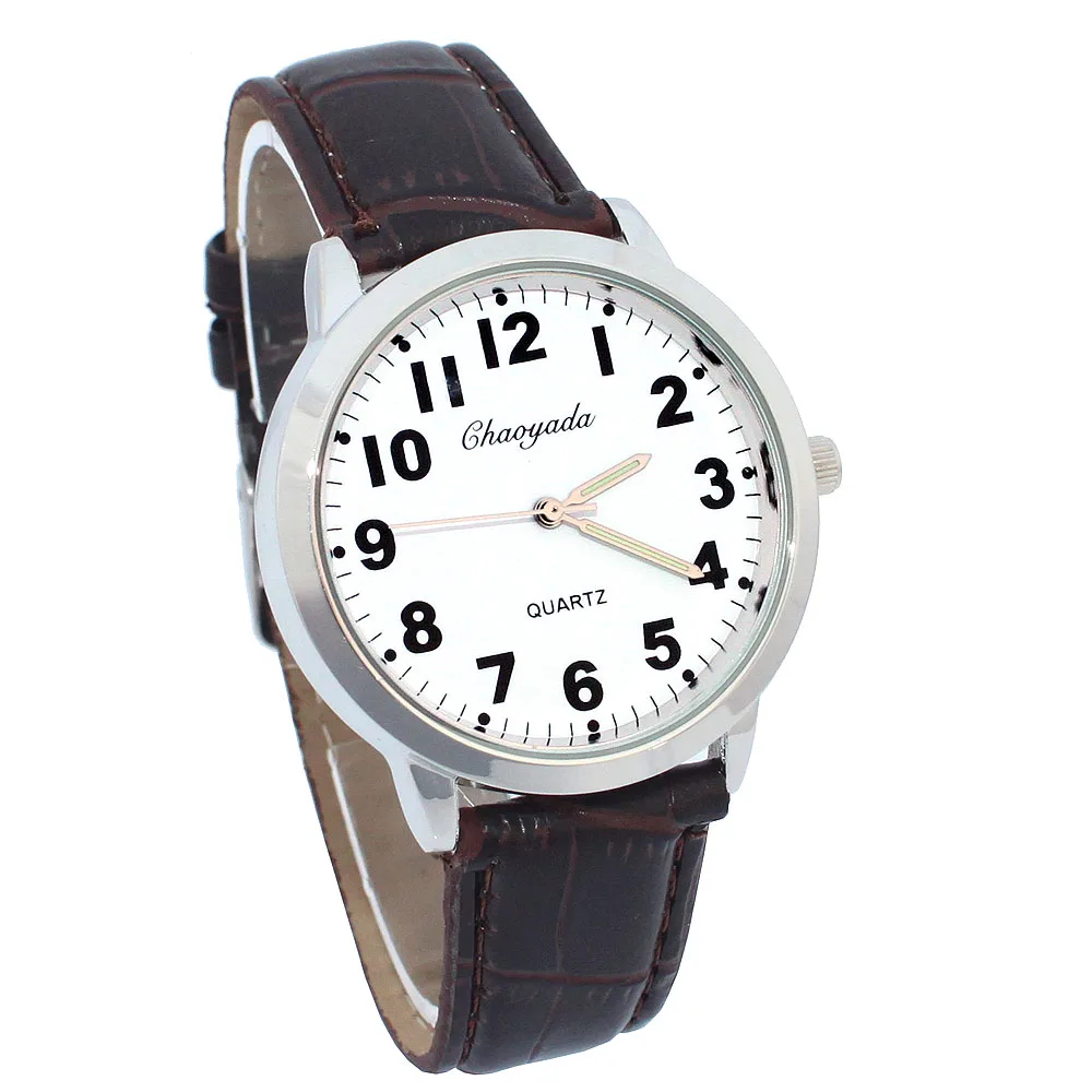 Часы женские кварцевые с цифрами, с кожаным ремешком