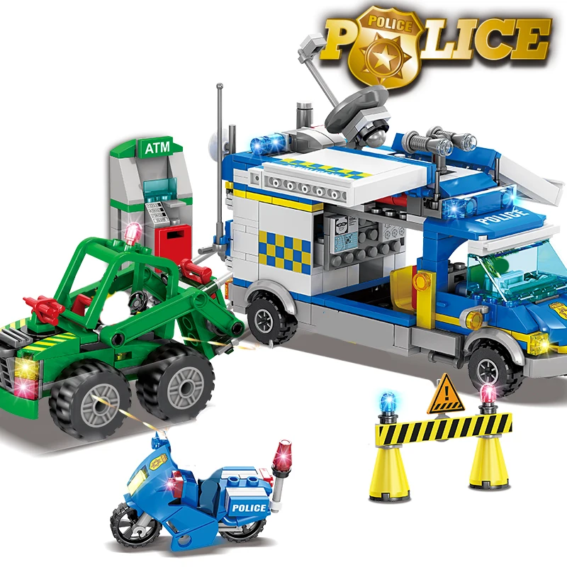 Newest SWAT City Police Station Blocks Motorbike Helicopter Model Building Blocks City Bricks Block Building Toys For Children