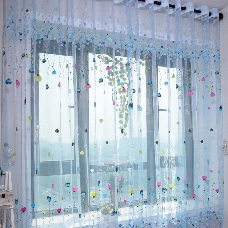 Rustic Cartoon Small Balloon Window Customized Curtain Blue Curtains for Living Room Kids Room