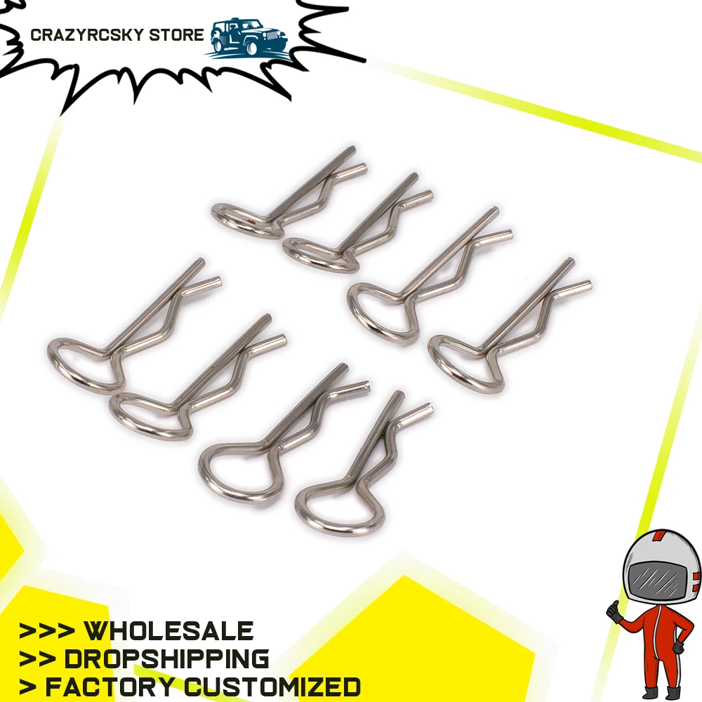 RCAWD 8PCS Metal Body Clips For RC Hobby Model Car 1/14 LC Racing Full Series Body Shell Clips Machined Aluminum Hop-up