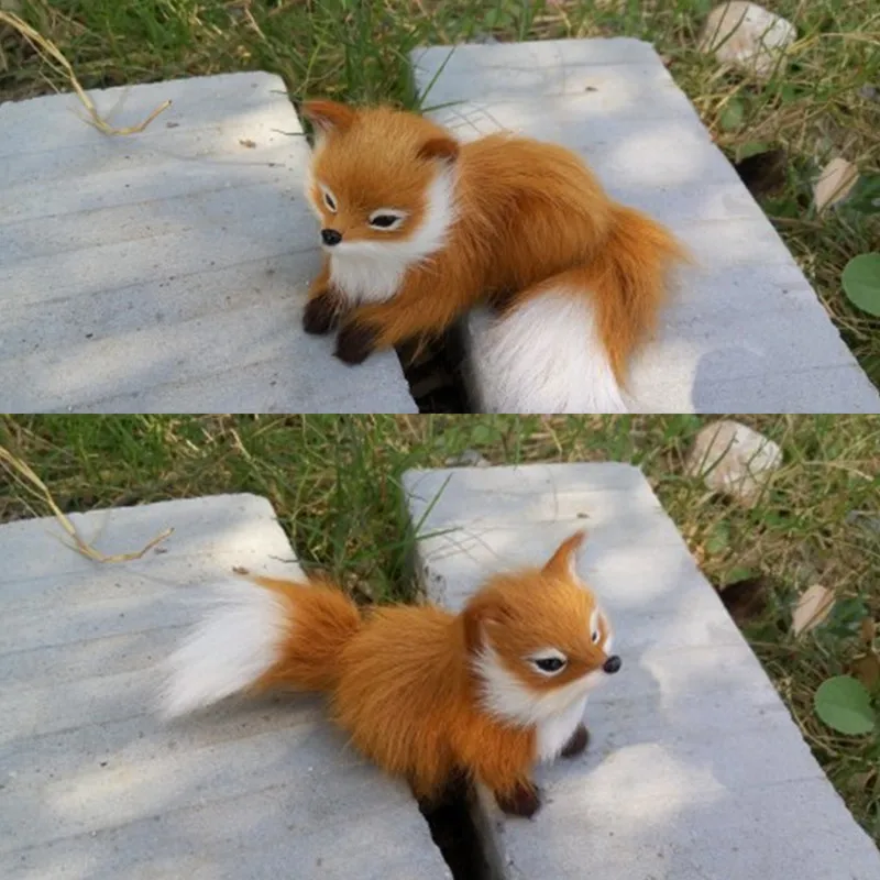 Simulation Animal Fox Plush Genuine Leather Toy Plush Doll Foxes Toy For Kids Birthday Gift