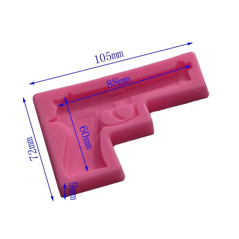 3D Pistol Gun Shape 3D fondant Chocolate cake Cupcake soap clay Silicone Mold Cooking baking handmade DIY gift decoration tools